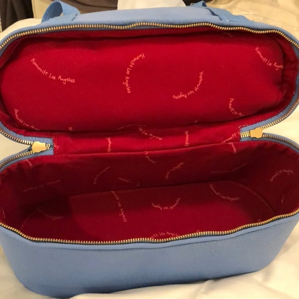 HAMMITT MANHATTAN BEACH TOTE in Skylight Blue Canvas & Leather NWT